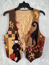 90&#39;s Y2K Halloween Handmade 3D Vest One Size Cat Witch Bat Pumpkin country - £27.33 GBP