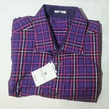 Bugatchi Uomo men size L (16-36/37) Dress Shirt Slim Fit 23&quot; pit to pit Orchid  - £45.41 GBP