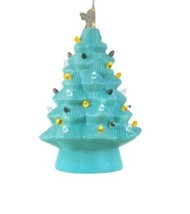 New Mr Halloween Ceramic Tree Haunted Teal  14&quot; Pumpkin LED Lighted Rare Color - £76.73 GBP