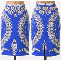 Yoana Baraschi Gilded Estate Pencil Skirt Anthropologie 10 Royal Blue - £27.70 GBP