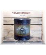 PRiMiTiVe FOLK ART TOLEWARE MD DOVE TIN CANISTER w/LID - $20.46 CAD