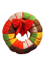 Vintage Handmade Quilted &amp; Stitched Fabric Christmas Wreath cottagecore ... - $29.98