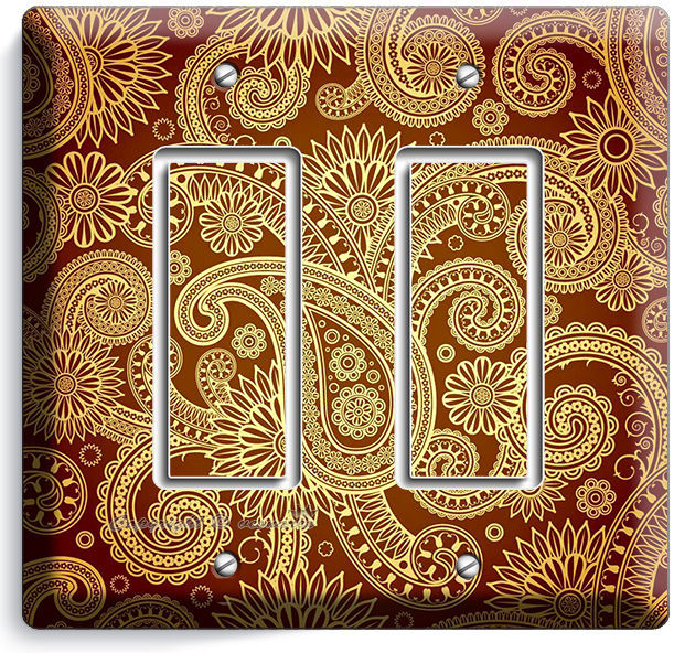 DAMASK PAISLEY PATTERN DOUBLE GFCI LIGHT SWITCH WALL PLATE COVER LIVING ROOM ART