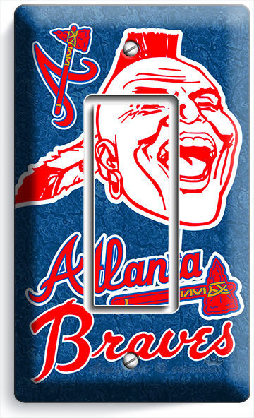 ATLANTA BRAVES MLB BASEBALL SINGLE GFCI LIGHT SWITCH PLATE GAME BOYS ROOM GARAGE