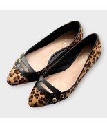 KATE SPADE leopard cheetah flats calf hair &amp; black leather pointed flats... - $49.00