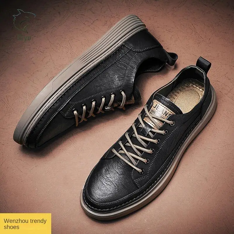 Spring Autumn New British Casual Leather Shoes Men&#39;s Korean Version Trend Versat - £37.66 GBP