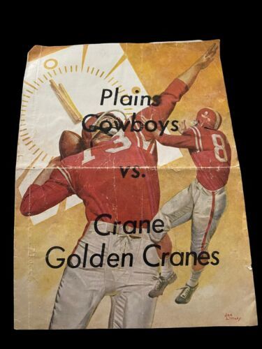 Plains Cowboys Golden Cranes Football Program Texas 1960s Vtg Coke Joe L... - $22.29
