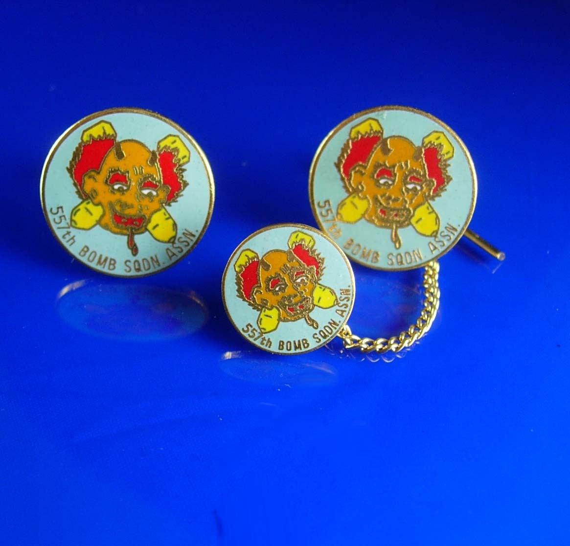 557th Bomb Sqaudron Cufflinks Air Force WW11 1940's Cufflinks Tie Tack Vintage M - $185.00