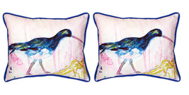 Pair of Betsy Drake Black Shore Bird Large Indoor Outdoor Pillows 16x20 - £71.21 GBP