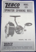 Vintage Zebco Spinator Spinning Reel Model 870 Manual  - $5.99