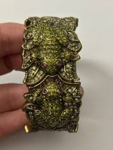 Heidi Daus Frog Bangle Bracelet Hinged Hidden Watch Swarovksi Crystals - $129.85