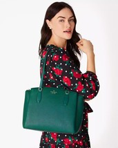 NWB Kate Spade Monet Large 3 Compartment Green Leather Tote WKRU6948 Gift Bag Y - £126.80 GBP