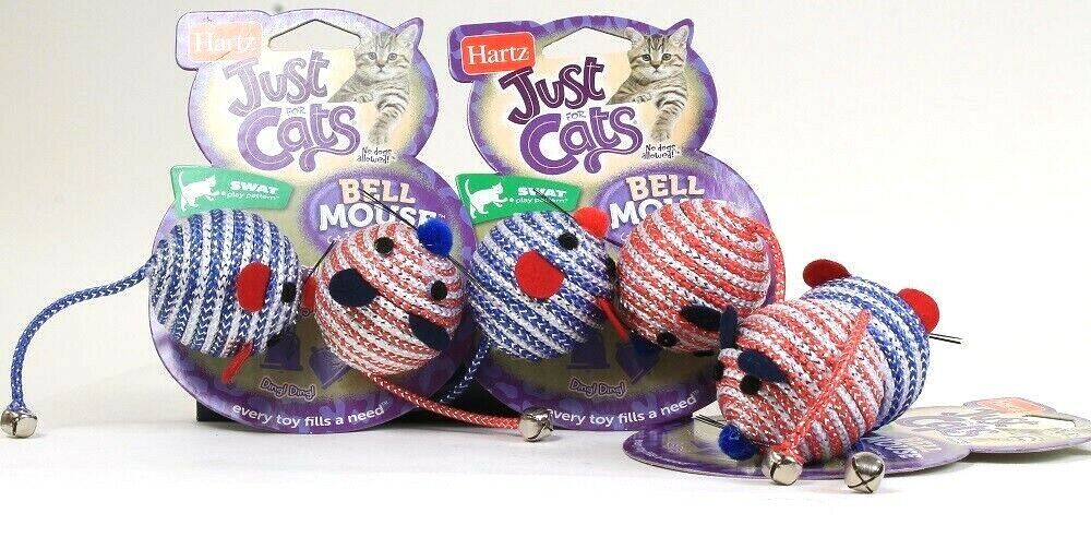 3 Hartz Just For Cats Swat Play Pattern Coordination 2 Ct Bell Mouse Cat Toy - $19.99