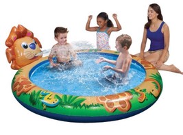 Banzai Kickin&#39; Back LION Inflatable Pool With Built In Sprinkler - 63&quot; Diameter - £14.28 GBP