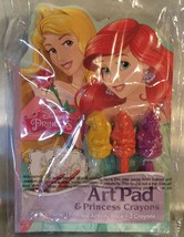 Disney Princess Belle &amp; Ariel Art Pad With Princess Shape Crayons New Cute! - £4.40 GBP