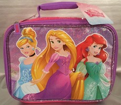 Disney Princess Thermos GLITTER Soft Lunch Kit   - Cinderella, Ariel &amp; RAPUNZEL - £10.34 GBP