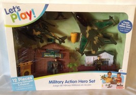 Let&#39;s Play Military Action Hero Play Set - 12 Pieces Include Helicopter &amp; Plane - £10.19 GBP