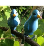 LOT OF 2 BLUE BIRD OUTDOOR FIGURINES - ATTACHES TO TREE BRANCHES OR SHRUBS - £6.27 GBP