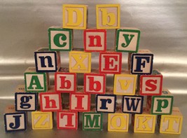 Wood Alphabet Blocks - 1 1/2&quot; Lot Of 27 Pieces - Craft Use, Decor Display - £10.14 GBP