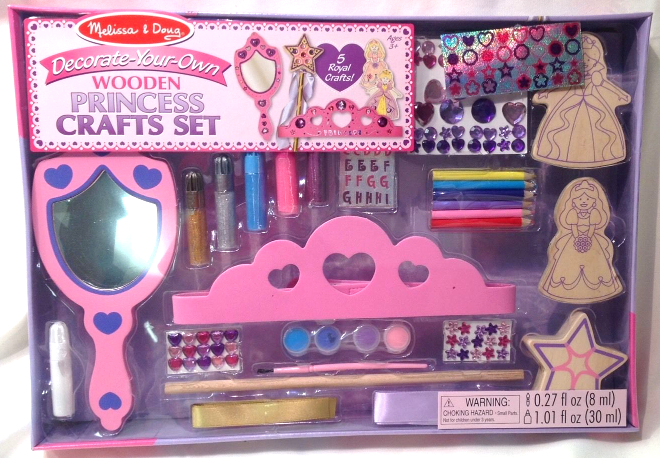 Melissa & Doug PRINCESS Wooden Craft Set - Stickers, Glitter, Ribbons NEW - Gift - £27.30 GBP
