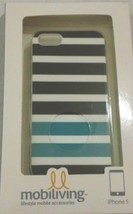Mobiliving iPhone 5 Case / Cover Black/Teal/White Stripe Design - NEW in box! - £5.44 GBP