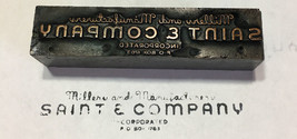 Letterpress Printing Block Saint &amp; Company Miller And Manufacturers - £6.49 GBP