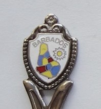 Collector Souvenir Spoon Barbados Map Cloisonne Emblem Ridged Bowl - £5.60 GBP
