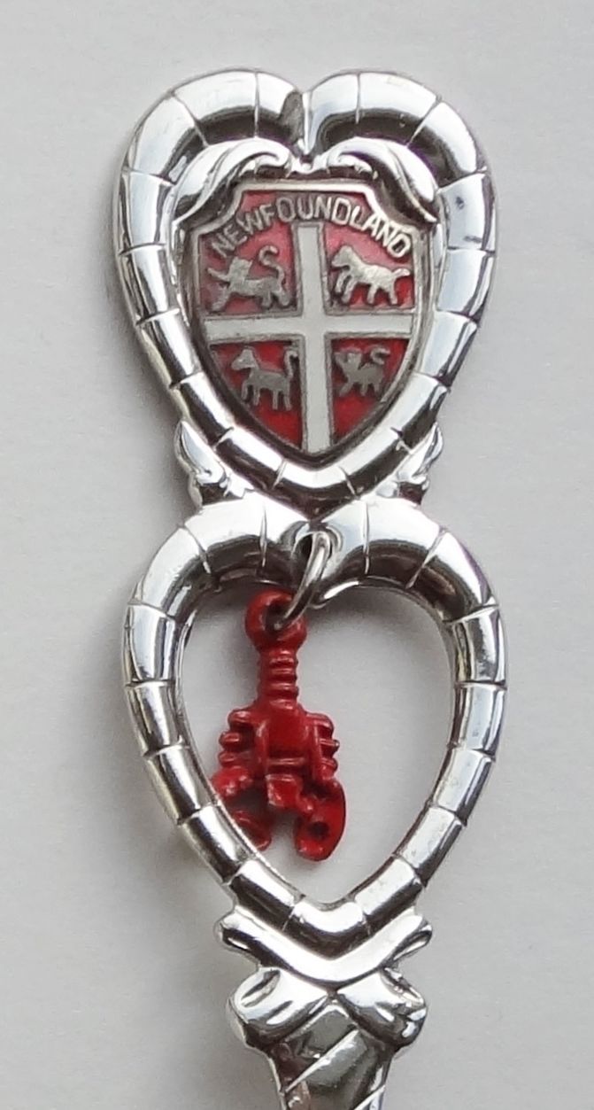 Collector Souvenir Spoon Canada Newfoundland Grand Falls Coat of Arms Lobster - $6.99