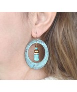Long Boho Earrings, Turquoise Earrings, Bohemian Earrings, Blue Patina (... - £11.98 GBP