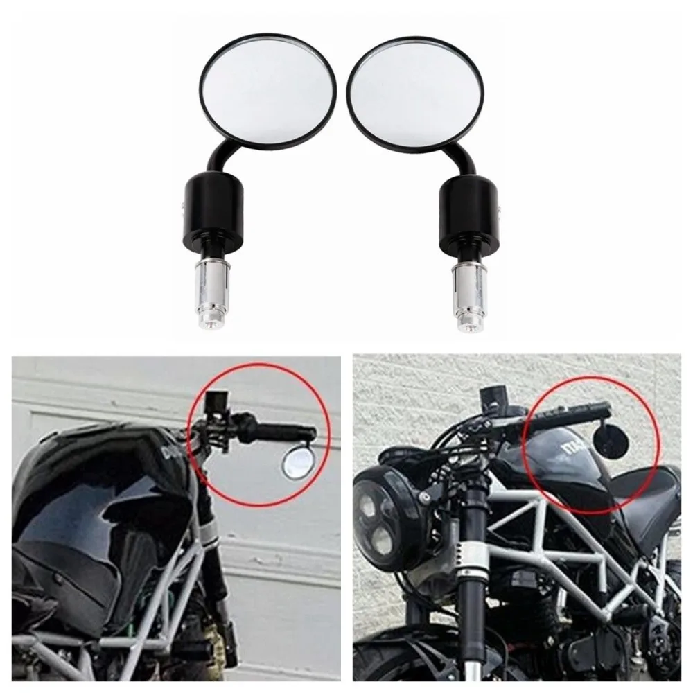 Motorcycle Universal CNC Aluminum Rear View 3&quot; Handle Bar End 7/8&quot; Mirrors For - £22.18 GBP+