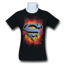 Superman Exploding Symbol T-Shirt Black - £12.75 GBP