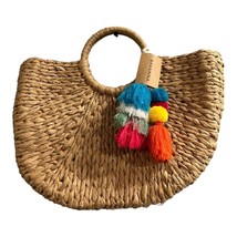 Savanna Womens Straw Beach Large Tote Hobo Summer Handwoven Bags Purse Pom Pom - £19.97 GBP