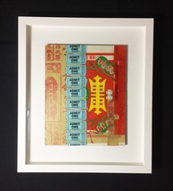 Mixed Media Collage: Admit One 8&quot; x 10&quot; (Framed to 13&quot; x 15&quot;) - £79.75 GBP