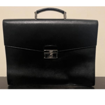 Prada Saffiano Nero Silver Palladium Briefcase Attache Bag - £1,590.40 GBP