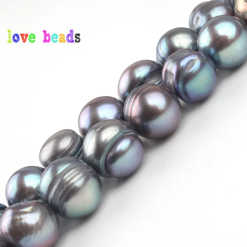  black pearls beads 10 11mm real freshwater pearl irregular round bead for diy bracelet thumb200