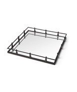 Natural Finish Metal With Mirrored Glass Bottom And Railing Handle Tray - €146,69 EUR