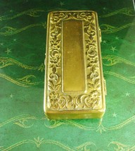 Antique snuff Box miniature Hinged Lid Victorian relief gilt brass trinket case - £98.07 GBP