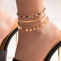 Blue Acrylic &amp; 18K Gold-Plated Anklet Set - £12.04 GBP