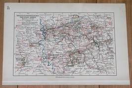 1912 Antique Map Of Ruhr Ruhrgebiet Dortmund Wuppertal Düsseldorf Germany - £14.93 GBP