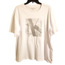 Calvin Klein Jeans Women Size M Grey Glitter CK Logo White Casual Cotton... - £23.74 GBP