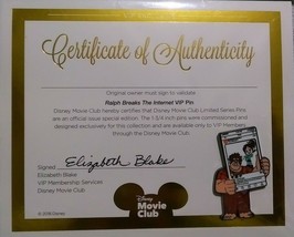 Ralph Breaks The Internet Disney Movie Club Pin w/ Certificate Authentic... - £7.87 GBP