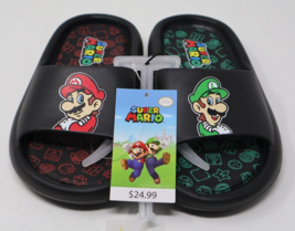 Kids&#39; Nintendo Mario &amp; Luigi Comfort Slides Color Black Size 1 NWT - $14.84