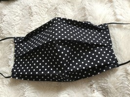 Pleat cotton black polka dots Washable Reusable face mask pocket filter wire nos - £7.22 GBP