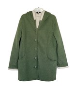 Denim &amp; Co Womens Jacket Coat Green Medium Fleece Button Pockets Long Sl... - £19.71 GBP