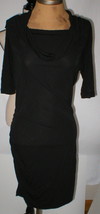 New Womens Halston Heritage Cowl Asymmetric 6 Dress Designer NWT Black Sleeves  - $391.05