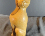 ART DECO DESIGNER WOOD WOODEN CAT FELINE HAND CARVED FIGURINE SCULPTURE ... - $46.57