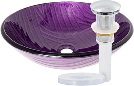 Novatto Purple Painted Glass Vessel Bathroom Sink Set, Chrome - £330.89 GBP