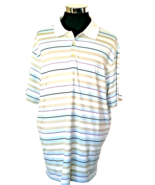 NIKE Golf Shirt Mens Size XLarge Dri Fit Multicolor Striped Knit Activewear - $15.00