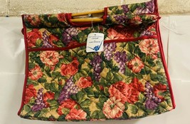 Allary Craft &amp; Sew Carryall Flower Print With Wood Handle Storage - £14.00 GBP