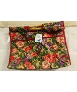 Allary Craft &amp; Sew Carryall Flower Print With Wood Handle Storage - £14.01 GBP